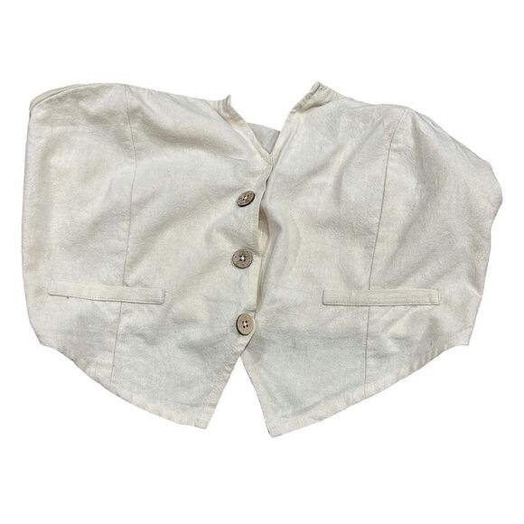 Revolve FREE PEOPLE NO BUSINESS HERE Tailored Vest Waistcoat KHAKI TUBE TOP - Picture 2 of 9